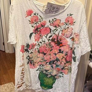 Magnolia Pearl White Tee with Pink and Green Floral Design